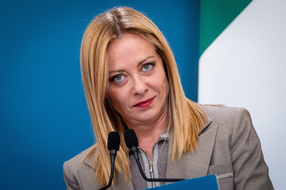 Giorgia Meloni, Première ministre italienne, lors d'une conférence de presse